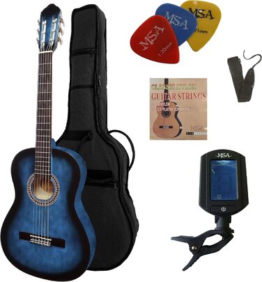 Набір для лівої руки: Класична гітара LINKSHAND, блакитна, з чохлом, струнами та тюнером. Матеріал деки - липа. Модель C23L