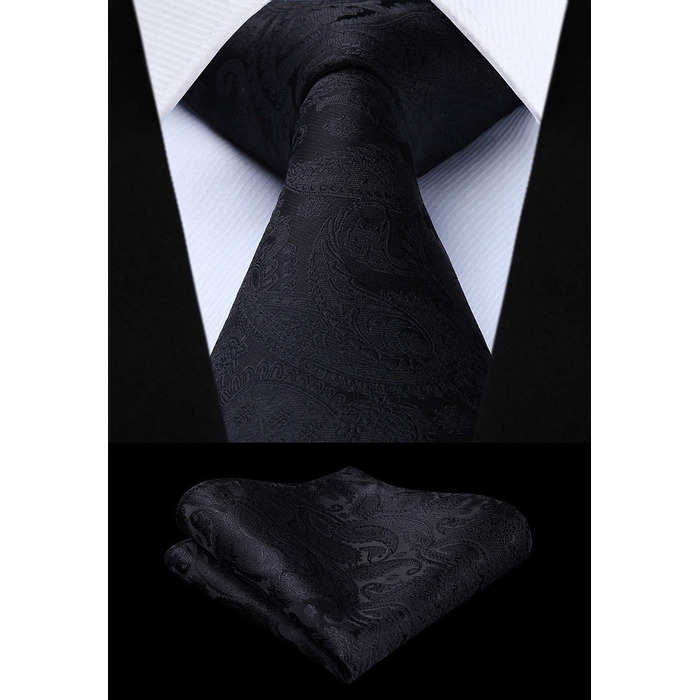 Костюм-тріо Enlision для чоловіків: жилет, краватка та нагрудна хустинка з квітковим патерном пейслі, чорний, розмір L