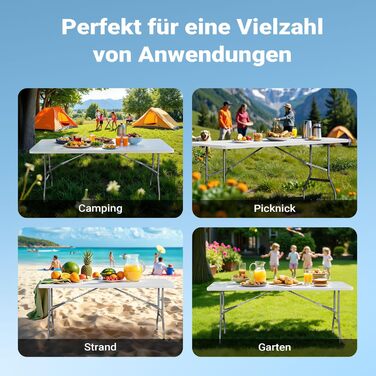 Складний кемпінговий стіл Wiltec 122x60x75 см з ручкою для перенесення - для пікніка, саду, вечірок