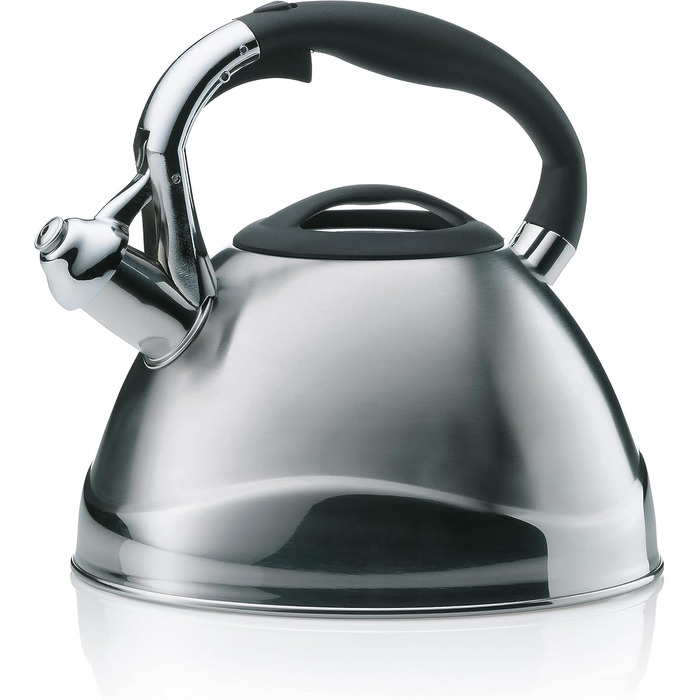 Kela Induction 3 L, Stainless Steel Camping Kettle, with secure pouring lid opening via button, VARUS, Polished Teakettle, Silver, Silver Single