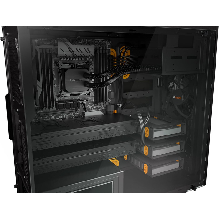 Корпус для ПК be quiet! Pure Base 600 Window Orange, 2 вентилятори Pure Wings 2, підтримка радіаторів до 360мм, загартоване скло