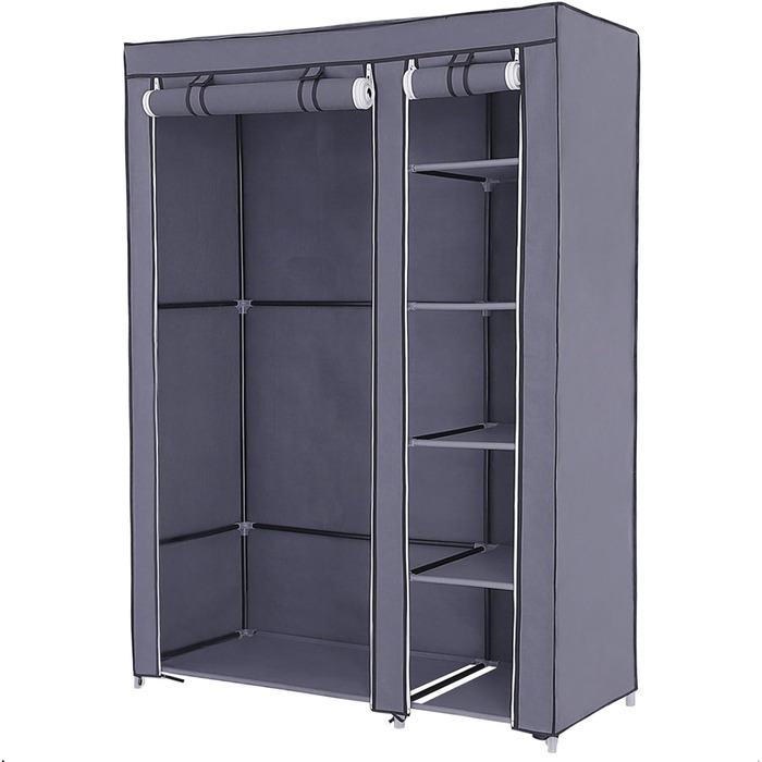 SONGMICS Fabric Closet, XL, Wardrobe, Folding Closet, Camping Closet with Clothes Rod, 110 x 175 x 45 cm, LSF007 (Gray)