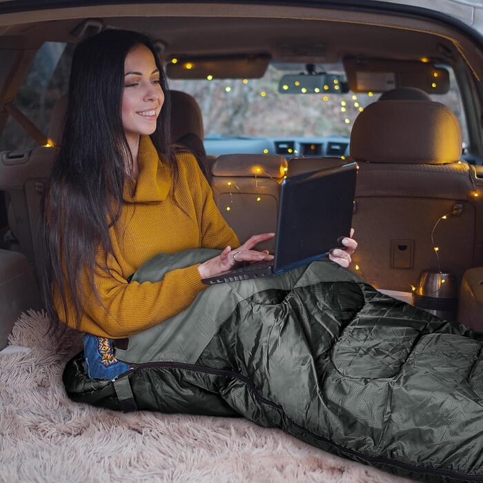 Yarmiene 3-4 Season Sleeping Bag - Adult & Kids Outdoor Sleeping Bag - Warm & Rectangular for Camping & Hiking (Black+Gray)