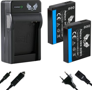 Запасний акумулятор 2x 1200mAh для Panasonic Lumix DMC-FT5 TZ40 TZ41 TZ55 TZ61 TZ71 ZS30 + зарядний пристрій (DMW-BCM13 / DMW-BCM13E)