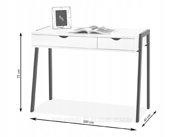 Прямокутний письмовий стіл Mebel-Partner 100 x 45 x 75 см, білий/золотий дуб
