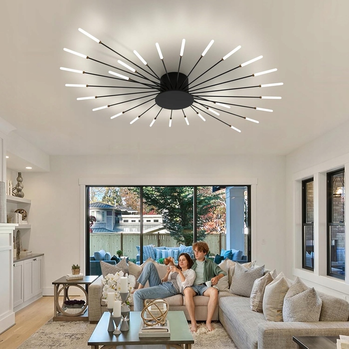 Сучасна LED-люстра GOECO, чорна, 100 см, 3150 лм, 28 Вт