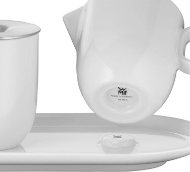 WMF Barista Sugar Bowl & Cream/Milk Pitcher Set - 130ml & 170ml - Porcelain with Lids and Saucers - Dishwasher Safe