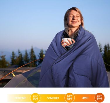 Сплячий мішок TOMSHOO Outdoor, ультралегкий, 4 сезони, компактний, для дорослих та дітей, 1 кг, блакитний
