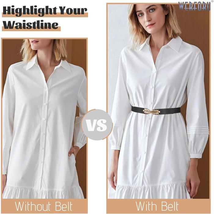 Жіночий еластичний пояс WERFORU Vintage Широкий пояс для сукні, модний, тягнеться, cinch, кольори: чорний, білий, коричневий, бежевий, розмір 82-99 см