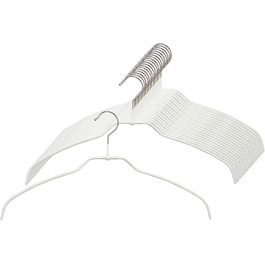 MAWA Clothes Hangers Light, Set of 20 space-saving (50%) and non-slip hangers, ideal for shirts and blouses, with a 360° rotatable hook and non-slip coating, 42 cm, White