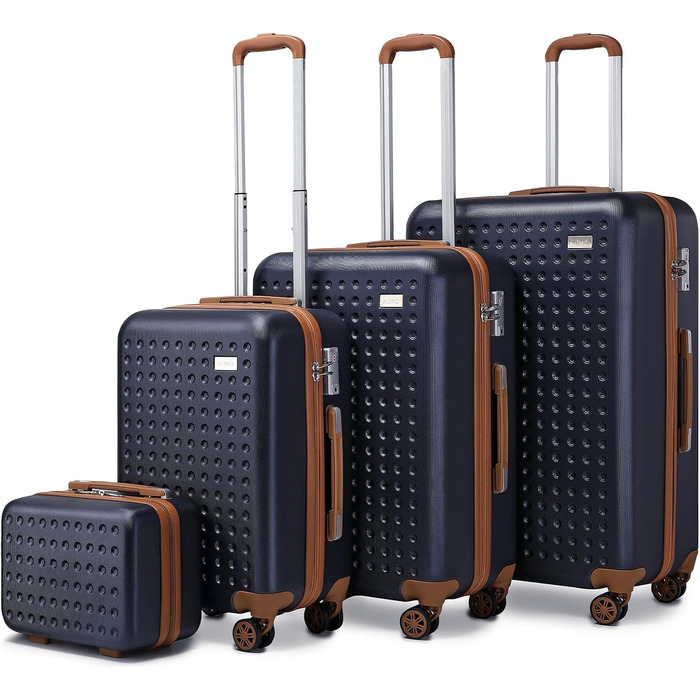 Набір валіз KONO з ABS пластику, 4 шт. - валіза на колесах, ручна валіза, валіза з TSA замком, 67x44x27 см, блакитний колір