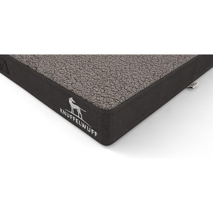 Ортопедичний килимок для собак Knuffelwuff Ellenie з тедді та велюру, 79 x 60 см, сірий - неслизьке дно, легко мити, для великих, середніх та маленьких собак, розмір L 79 x 60 x 10 см