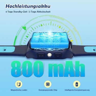 Дитячий розумний годинник з SIM-карткою, GPS-трекер, SOS, 4G, ліхтарик, IP67, для дівчаток та хлопчиків, блакитний