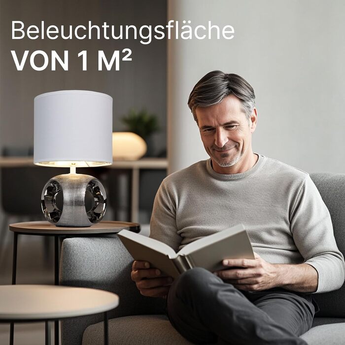 ARTE LAMP Poppy - LED настільна лампа з кабелем, хром/біла. Настільна лампа з білим текстильним абажуром для вітальні та спальні (золота)