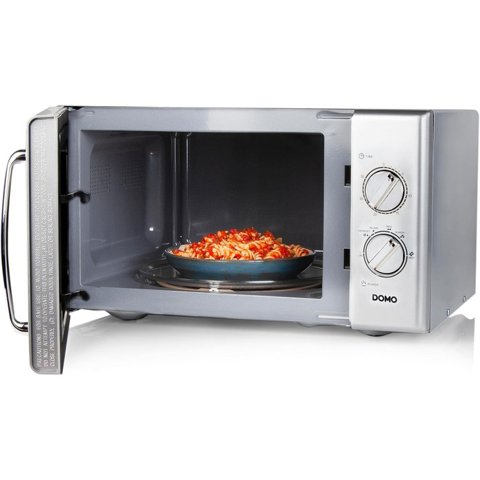 Мікрохвильова піч DOMO DO3125 Retro, 25L, 900W, білий/сріблястий, 6 рівнів потужності, таймер до 30 хв, функція розморожування, звуковий сигнал
