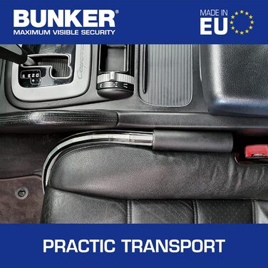 Bunker BA80N – автомобільний замок на кермо, захисна блокіратор на сидіння, протиугінний, антивандальний, з антибуровим замком, універсальний для авто, фургонів, будинків на колесах