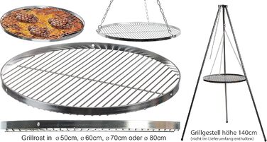 Stainless Steel Grill Grid Swivel Grill Suitable - Stainless Steel 18/0 ASI 430 Nickel-Free - Ø 80 cm