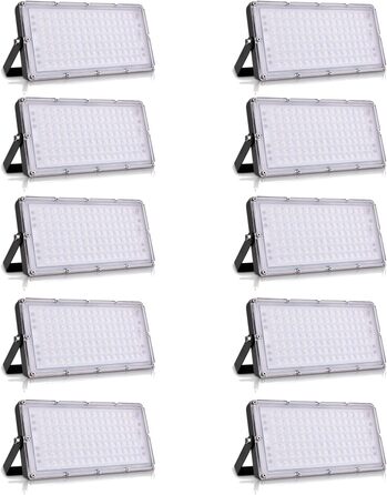LED Floodlight 300W 30000LM Spotlight Outdoor Floodlight, 3000K Warm White Floodlight - IP65 Waterproof Floodlight Outdoor Wall Lights for Garden, Terrace, Garage, Sports Field, Factory, Workshop (10 Pieces, 100W Warm White)