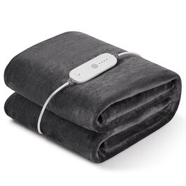 Електрична ковдра CURECURE з підігрівом, 150 x 200 см, 4 режими, таймер, захист від перегріву, для ліжка/дивану, сірий колір
