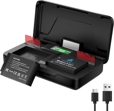 Акумулятор LP-E17 1300mAh та зарядний пристрій LED Dual USB для Canon Rebel SL3, SL2, T8i, T7i, T6i, T6s, EOS R10, R50, R8, RP, M3, M5, M6, 200D, 77D, 750D, 760D, 800D, 8000D (2 шт. акумулятори & 1 зарядний пристрій)