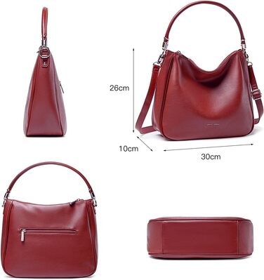 Сумка жіноча David Jones Hobo середнього розміру з м'якої PU шкіри бордового кольору. Шопер, сумка через плече з довгими ручками для повсякденного використання