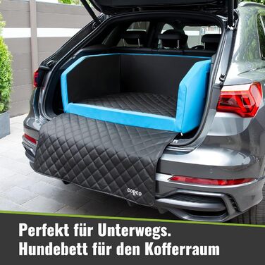 Автоматичне лежанка для собак CopcoPet у багажник, 100x80x38 см, штучна шкіра, захист багажника, водовідштовхувальна, стійка до подряпин, з захисним покриттям, для подорожей (Синій/Сірий, 70x55 см)