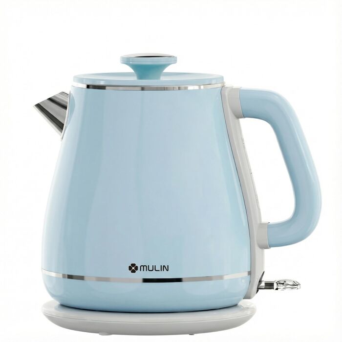 Електричний чайник MULIN Retro, 1.8 л, 2200 Вт, з поворотним підставою 360°, швидке кип'ятіння, автоматичне вимкнення (Блакитний)