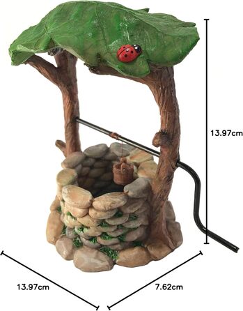 GlitZGlam Miniature Wishing Well with Movable Handle and Bucket for Garden Gnomes - A Fairy Garden Accessory
