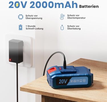Акумуляторний шуруповерт-дрель 20V з набором аксесуарів 75 шт., 42Nm, 10мм, 2 швидкості, 25+1 момент, LED-ліхтар, для ремонту та DIY
