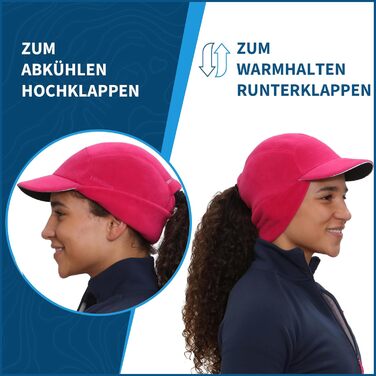 TrailHeads Fleece Sport Mütze Damen - Флісова шапка для жінок TrailHeads з отвором для хвостика, зимова шапка з світловідбиваючим краєм, універсальний розмір (Magenta)