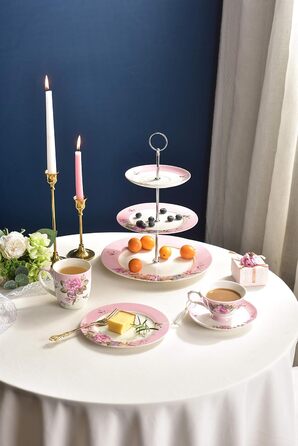 Набір керамічних чашок для чаю та кави London Boutique, 330 мл, з мотивами птахів, троянд і метеликів, порцеляна, у подарунковій коробці, стиль шеббі-шик