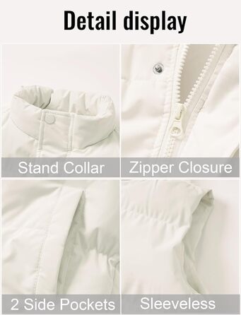 Жіноча жилетка FEOYA: тепла зимова жилетка без рукавів з кишенями, біла, розмір L