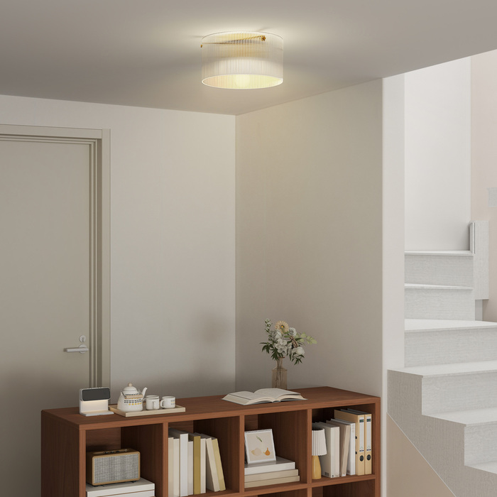 HOMCOM Ceiling Light, Ceiling Fixture with E27 Socket, Round Ceiling Lighting for Bedroom Living Room Ø32 x 16.5 cm, Bulb Not Included Transparent | Aosom