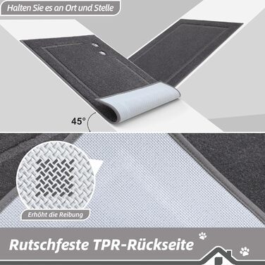 Килимок для дому BEQHAUSE 80x120 см, сірий - для входу, коридору, передні/задні двері, миється