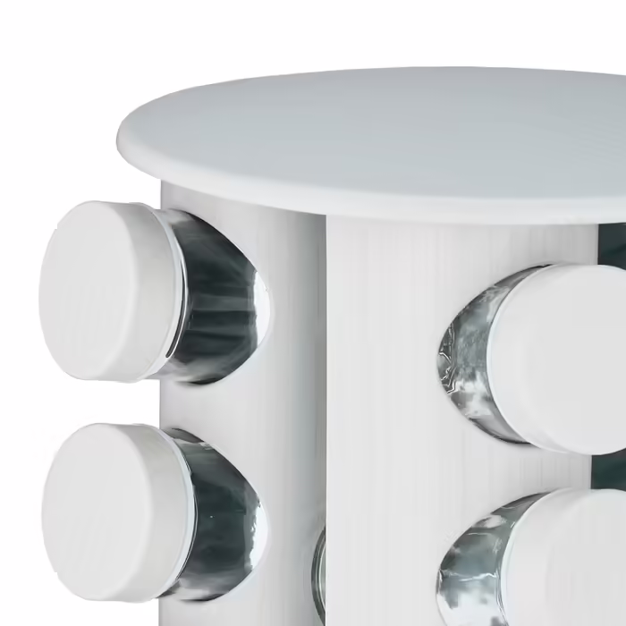 Relaxdays White Spice Carousel with Wood-Look Finish