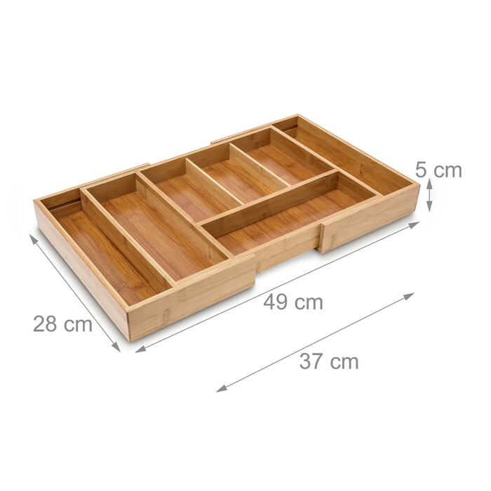 Relaxdays Bamboo Cutlery Box Adjustable XL