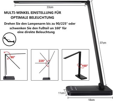 LED лампа настільна диммируемая з 5 кольорами та 10 рівнями яскравості. Настільна лампа для дітей з USB-портом для зарядки смартфона