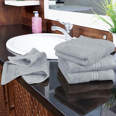 Набір м'яких махрових рушників для обличчя та тіла Utopia Towels, 30x30 см, 100% бавовна, сірий (12 шт)
