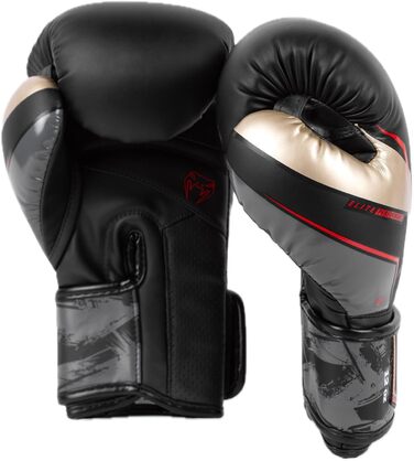 Боксерські рукавички Venum Elite Evo (Чорний, Золотий, Червоний, 12 Oz)