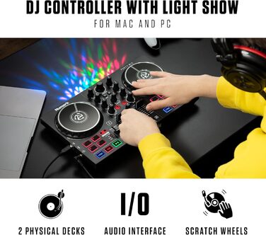 DJ контролер Numark Party Mix II з підсвіткою, 2 деки, вбудований мікшер, аудіоінтерфейс та Serato DJ Lite