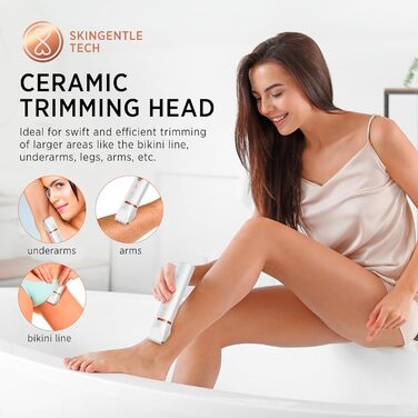 Триммер для бікіні та тіла для жінок 2-в-1: електричний водонепроникний триммер для інтимної зони, обличчя, ніг та рук (Перловий білий)