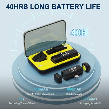 Бездротовий петличний мікрофон OSA для iPhone та iPad, mini Dual з фільтром шуму, для інтерв'ю, Vlog, YouTube (Type C)