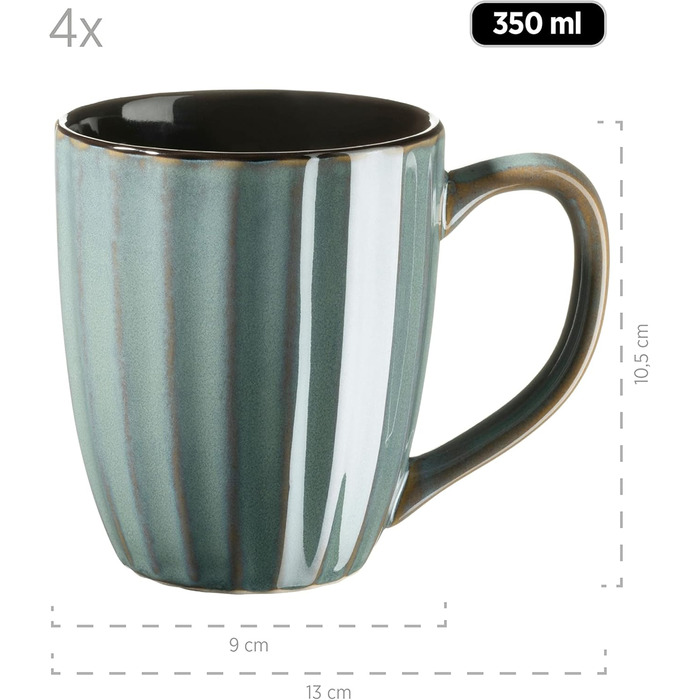 MÄSER Confino Dinnerware Set - 20 Piece Ceramic Dinner Set for 4 - Vintage Style with Black Accents (Petrol Color)