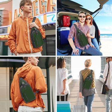 Чоловіча нагрудна сумка-рюкзак на плече, Crossbody Bag, для активного відпочинку, велоспорту, прогулянок з собакою (темно-зелений)