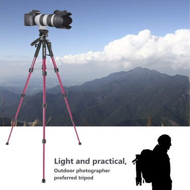 Штатив для камери Neewer 142 см з алюмінієвого сплаву, з кульковою головкою, для Canon, Nikon, Sony DSLR, DV, відеокамер, до 4 кг (SAB234), червоний