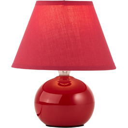 BRILLIANT Primo: стильна настільна лампа з тканинним абажуром – невелика лампа для нічного столика, спальні та вітальні – цоколь E14, вимикач – помаранчевий (червоний)