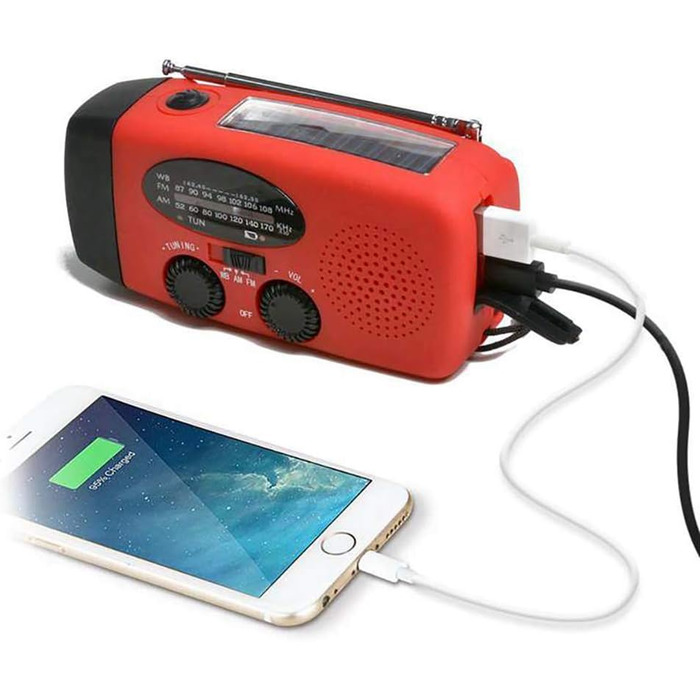 Сонячне радіо з ручним приводом, 2000 mAh, AM/FM, LED ліхтарик, для кемпінгу та відпочинку на природі