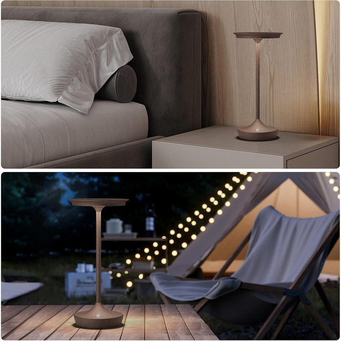 Бездротова LED-лампа для кемпінгу та дому: перезарядна настільна лампа з датчиком дотику, 3 кольори, IP54, 6000mAh (2 шт.)