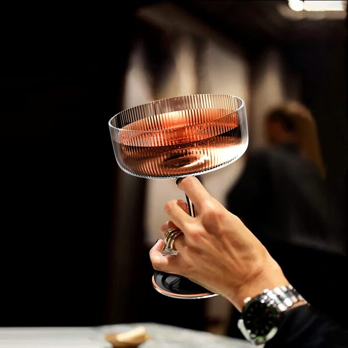 Набір келихів для коктейлів з рифленням, 284 мл, 6 шт. - Martini, Manhattan, Champagner, для бару та подарунка