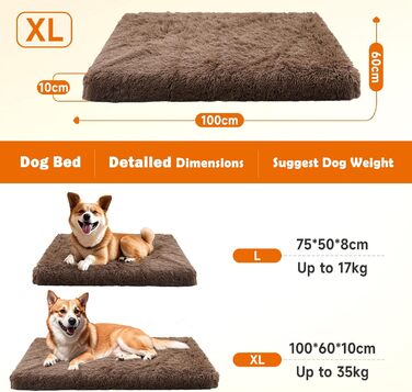 Лежанка для собак, м'яка, миюча, фланелева, середніх порід, верблюжий колір, 100x60x10 см
